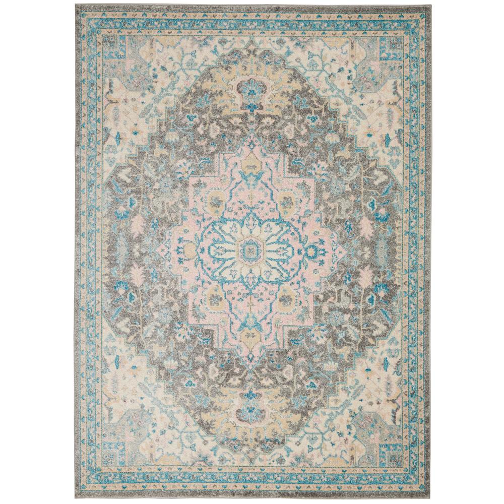 Tranquil Area Rug, Light Grey/Multicolor, 5'3" X 7'3". The main picture.