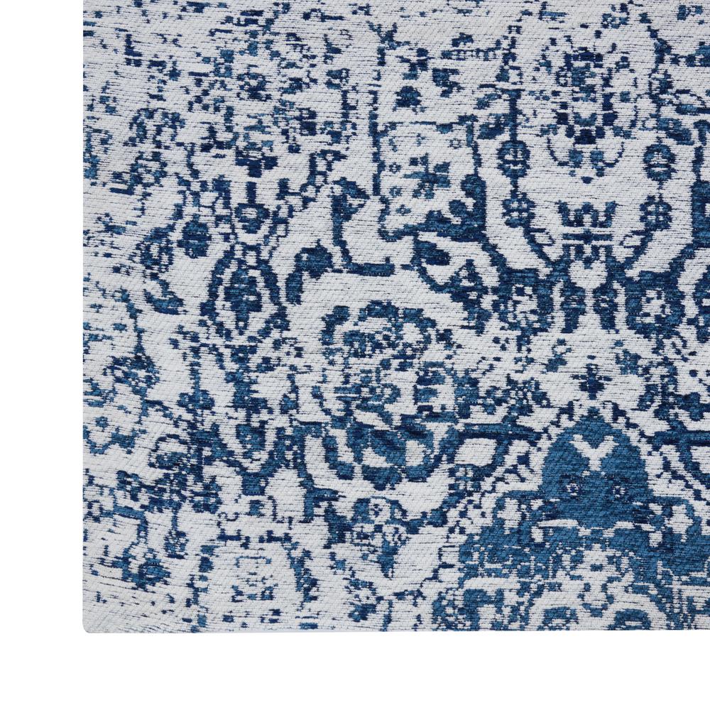 Damask Area Rug, Ivory/Navy, 9' x 12'. Picture 7