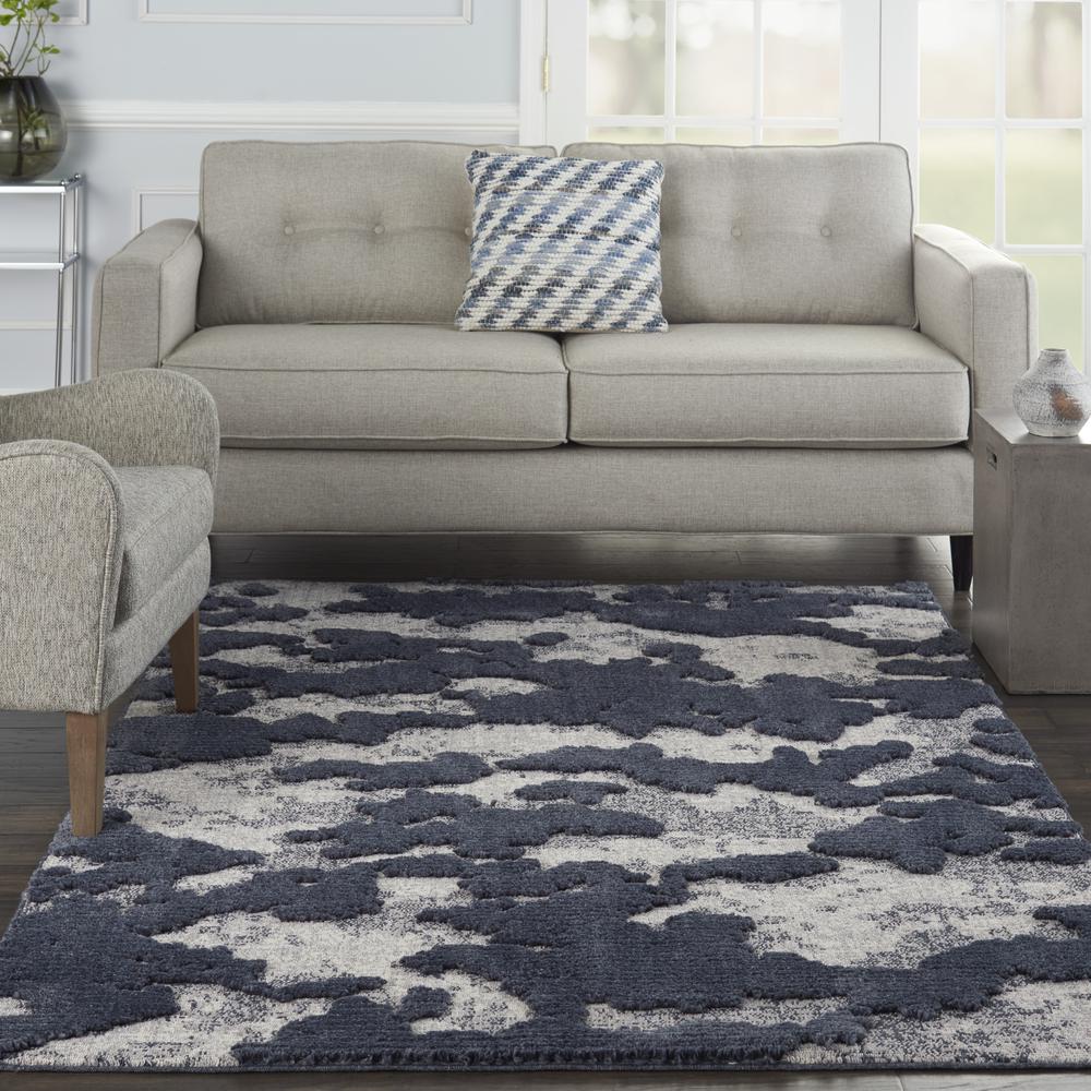 Nourison Textured Contemporary Area Rug, 4' x 6', Blue/Grey. Picture 2