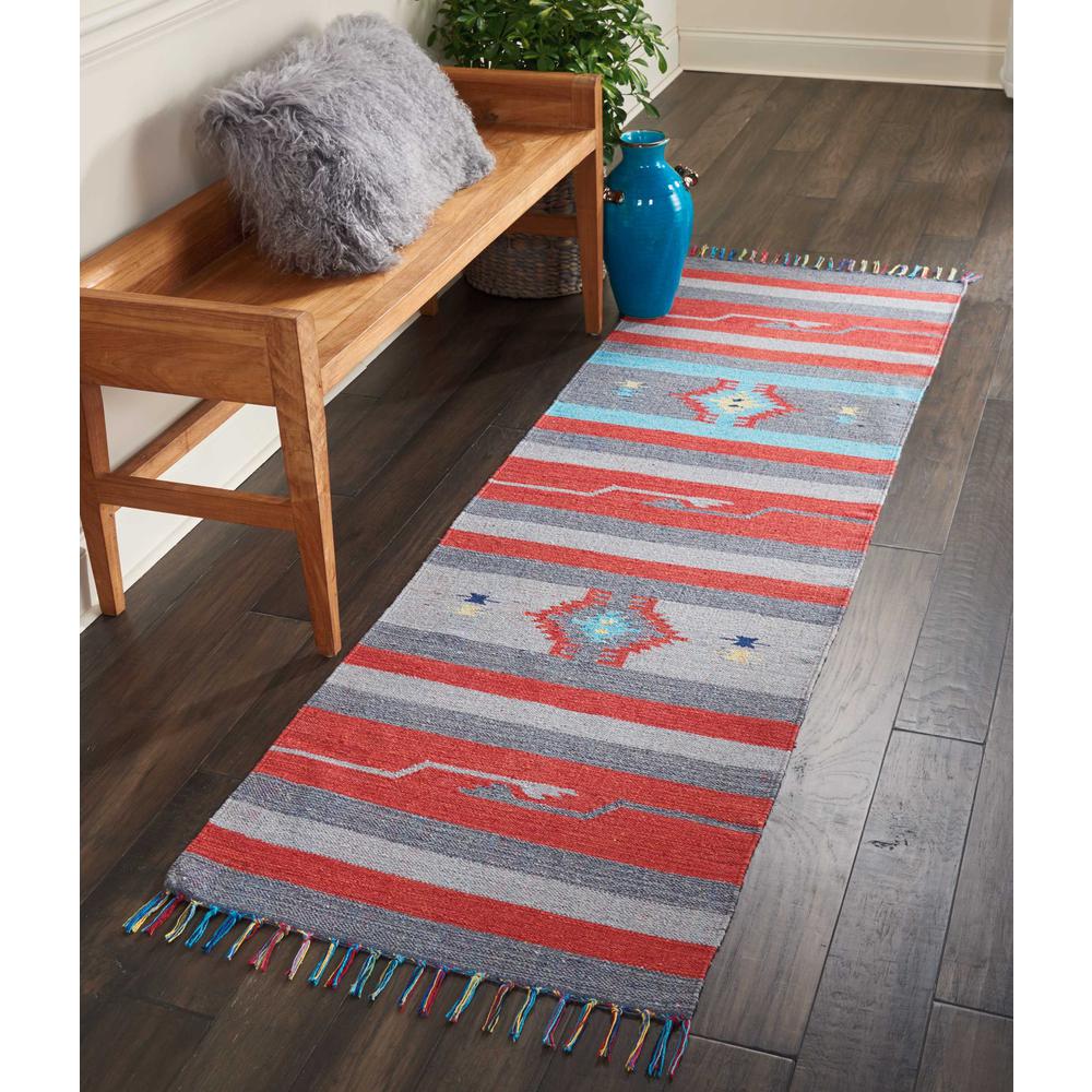 Baja Area Rug, Grey/Red, 2'3" x 7'6". Picture 3