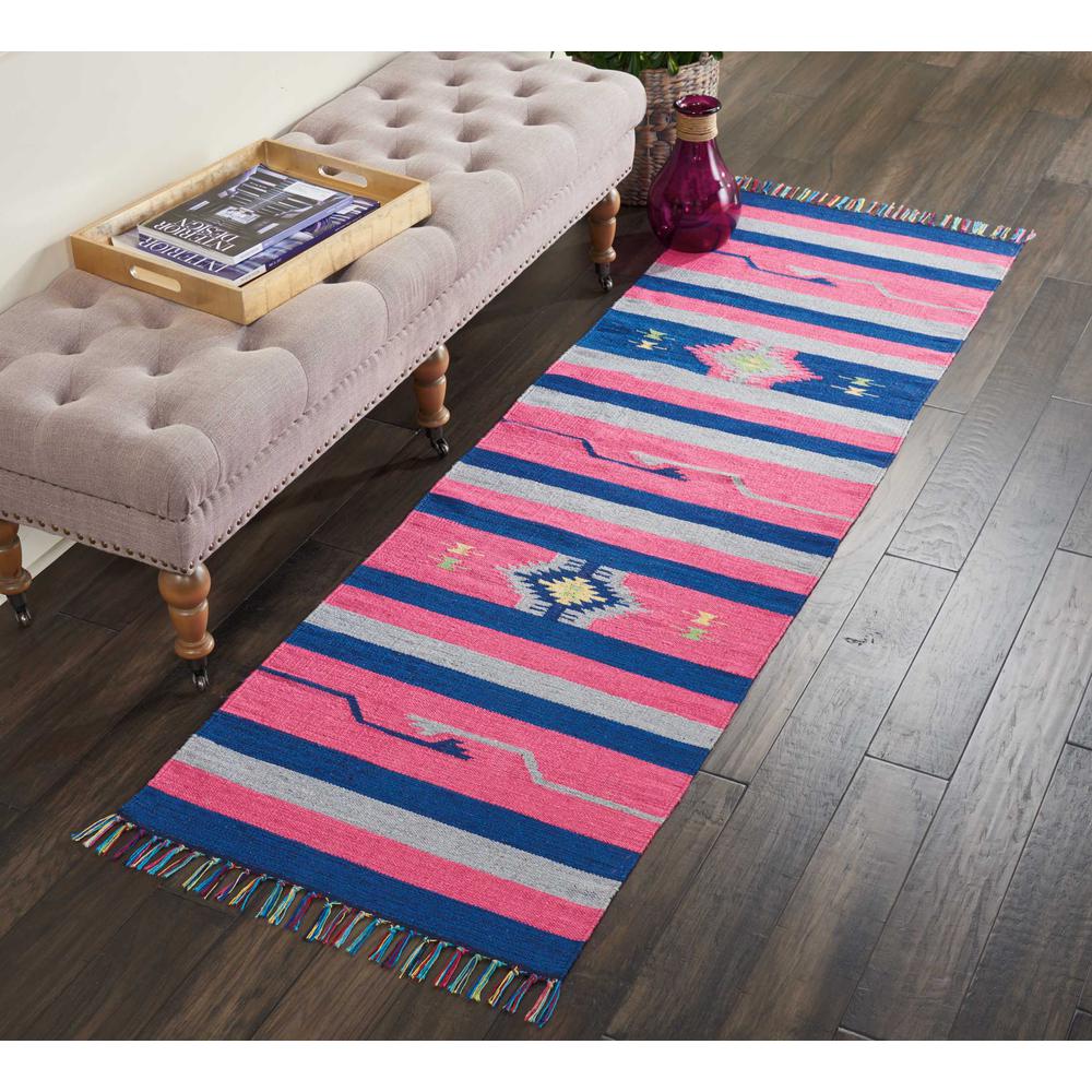 Baja Area Rug, Pink/Blue, 2'3" x 7'6". Picture 3