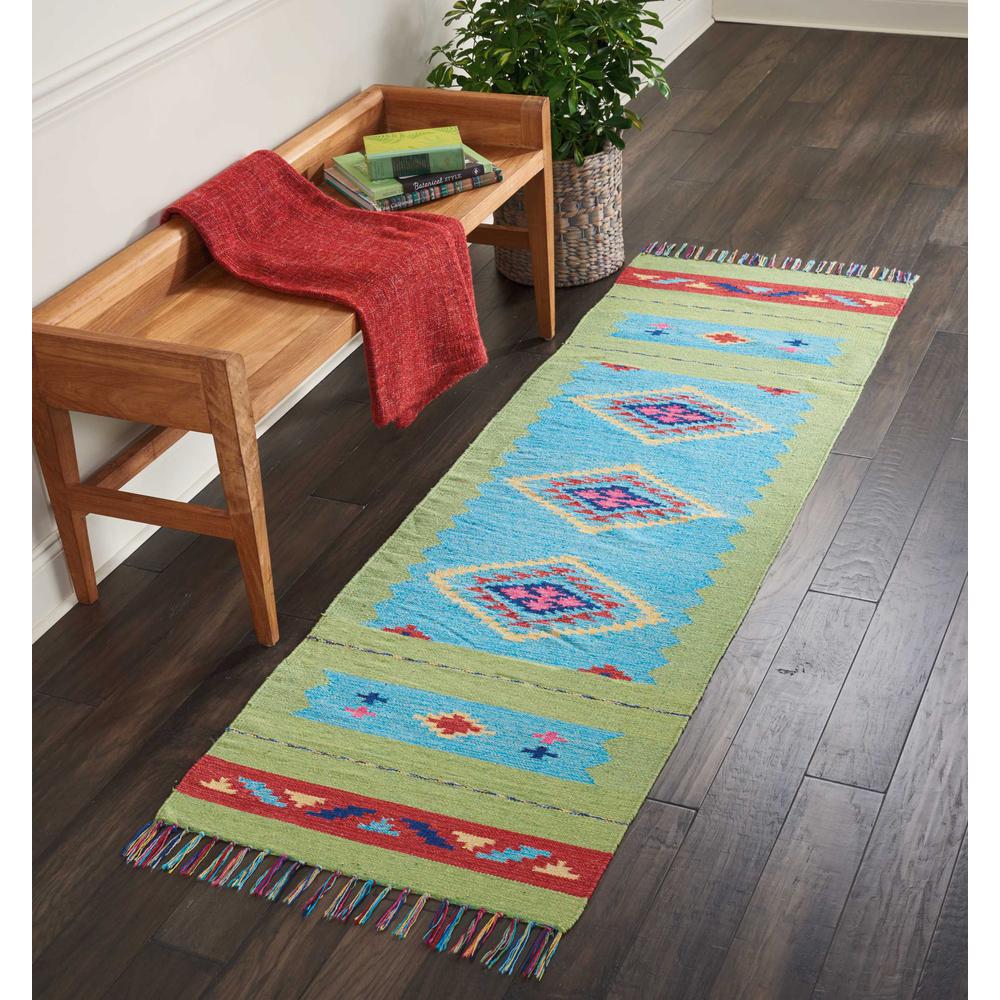 Baja Area Rug, Blue/Green, 2'3" x 7'6". Picture 3
