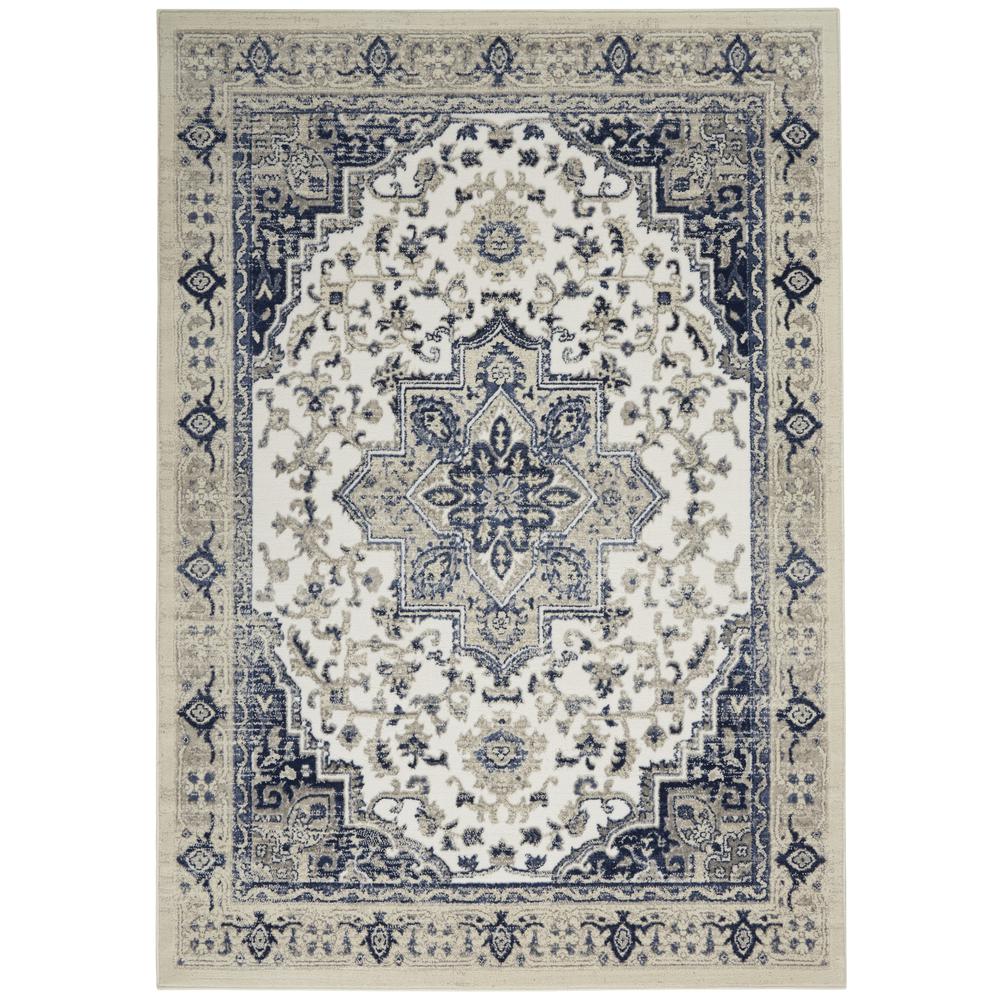 CYR06 Cyrus Ivory/Navy Area Rug- 5'3" x 7'3". Picture 1