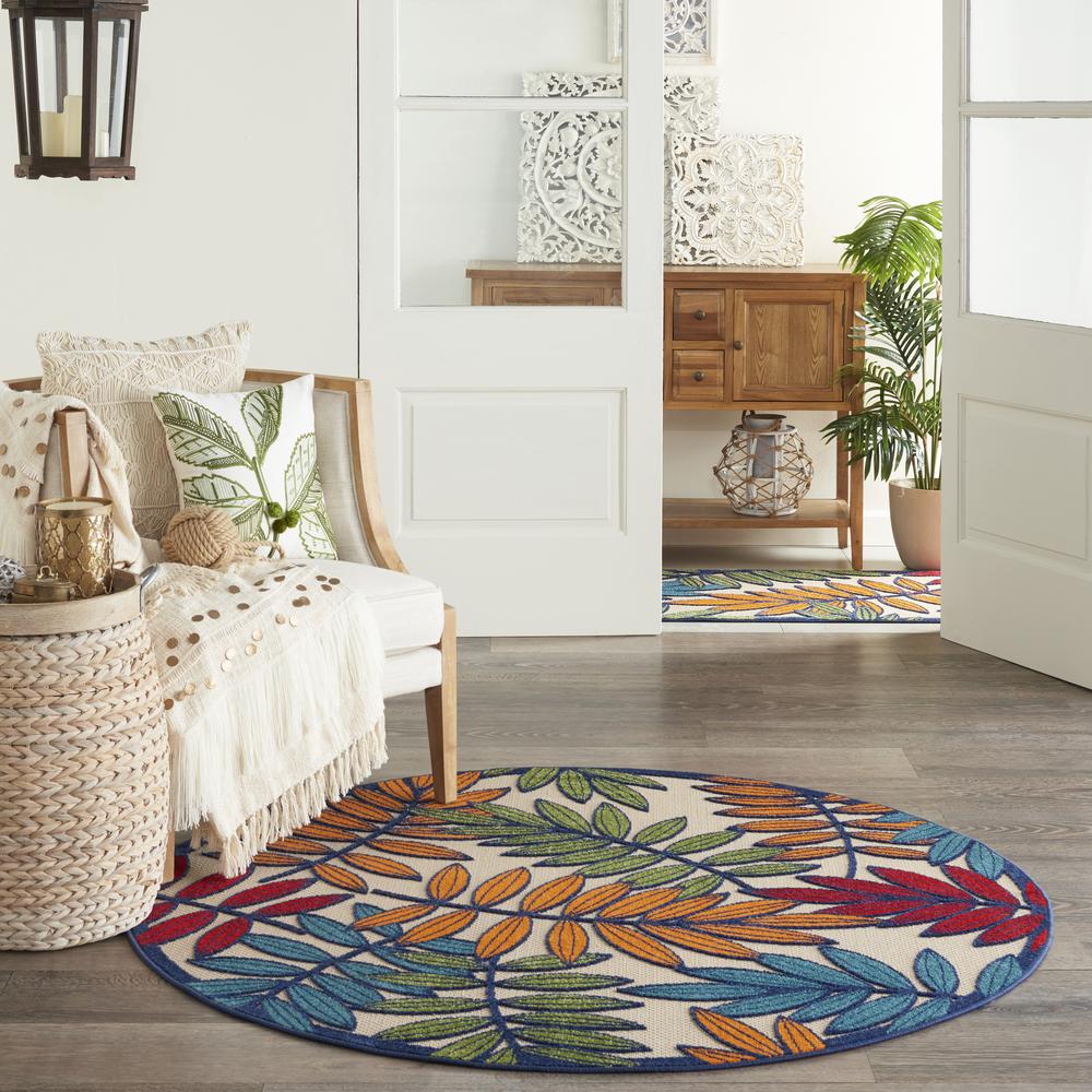 Tropical Round Area Rug, 5' x Round. Picture 2