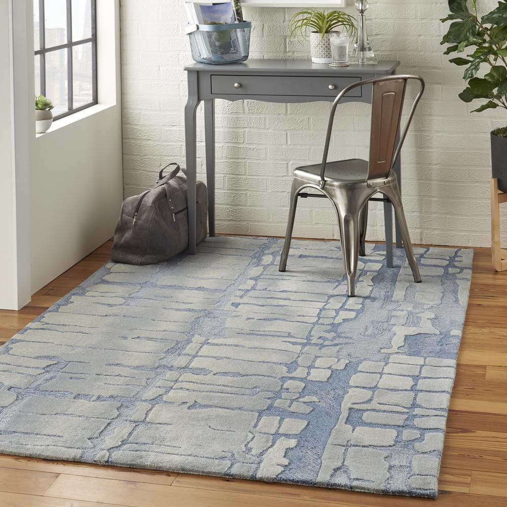 Symmetry Area Rug, Blue/Grey, 5'3" X 7'9". Picture 6