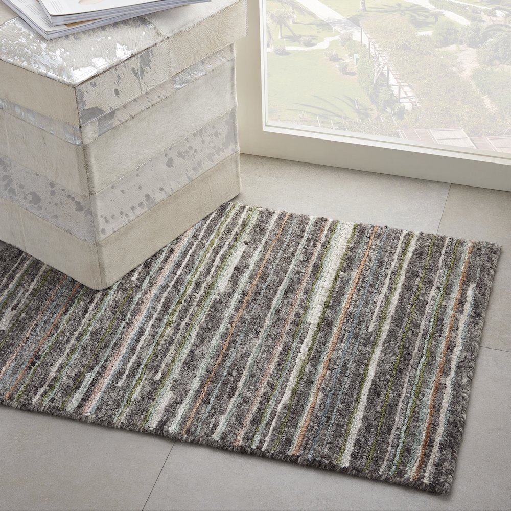 Nourison Plateau Area Rug, Grey/Green, 2'2" x 3'9", PAE01. Picture 9