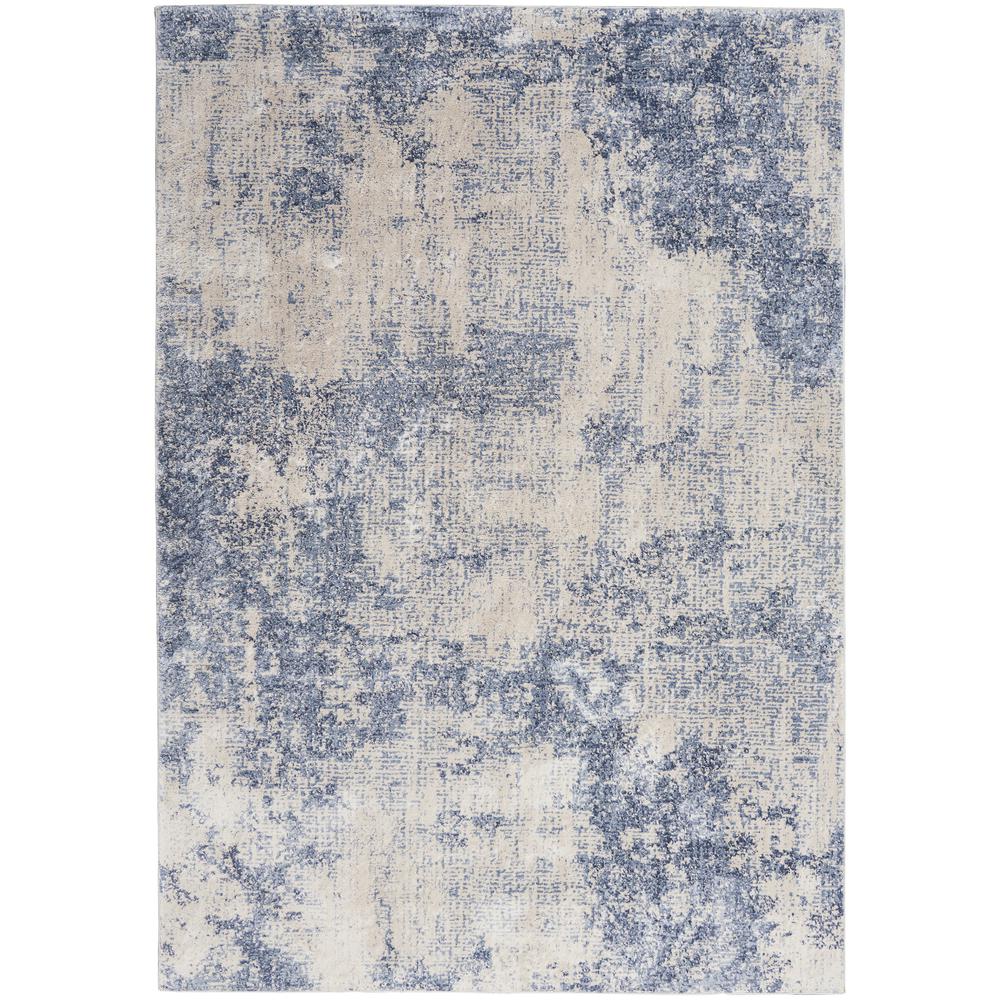 Sleek Textures Area Rug, Ivory/Blue, 3'11" x 5'11". The main picture.