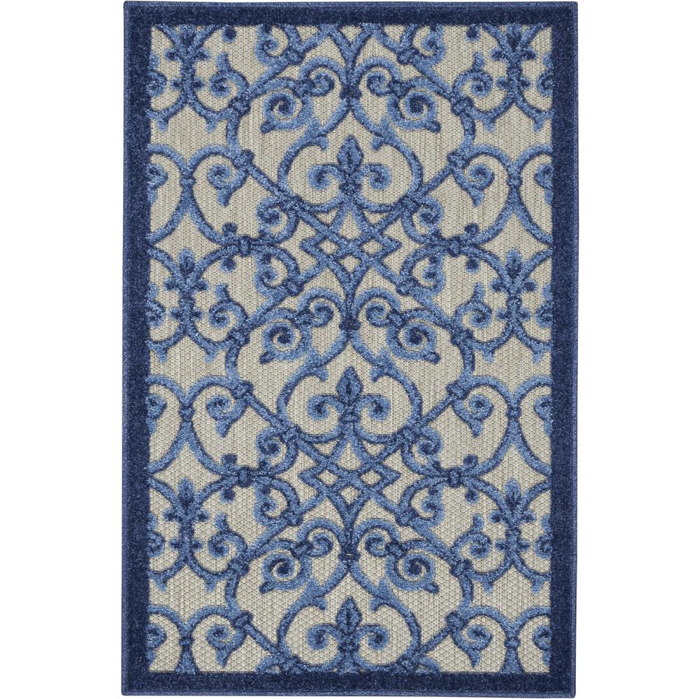 ALH21 Aloha Grey/Blue Area Rug- 2'8" x 4'. Picture 1