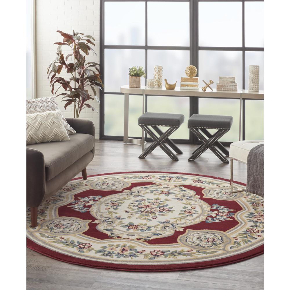 ABS1 Aubusson Red Area Rug- 7'10" x round. Picture 9