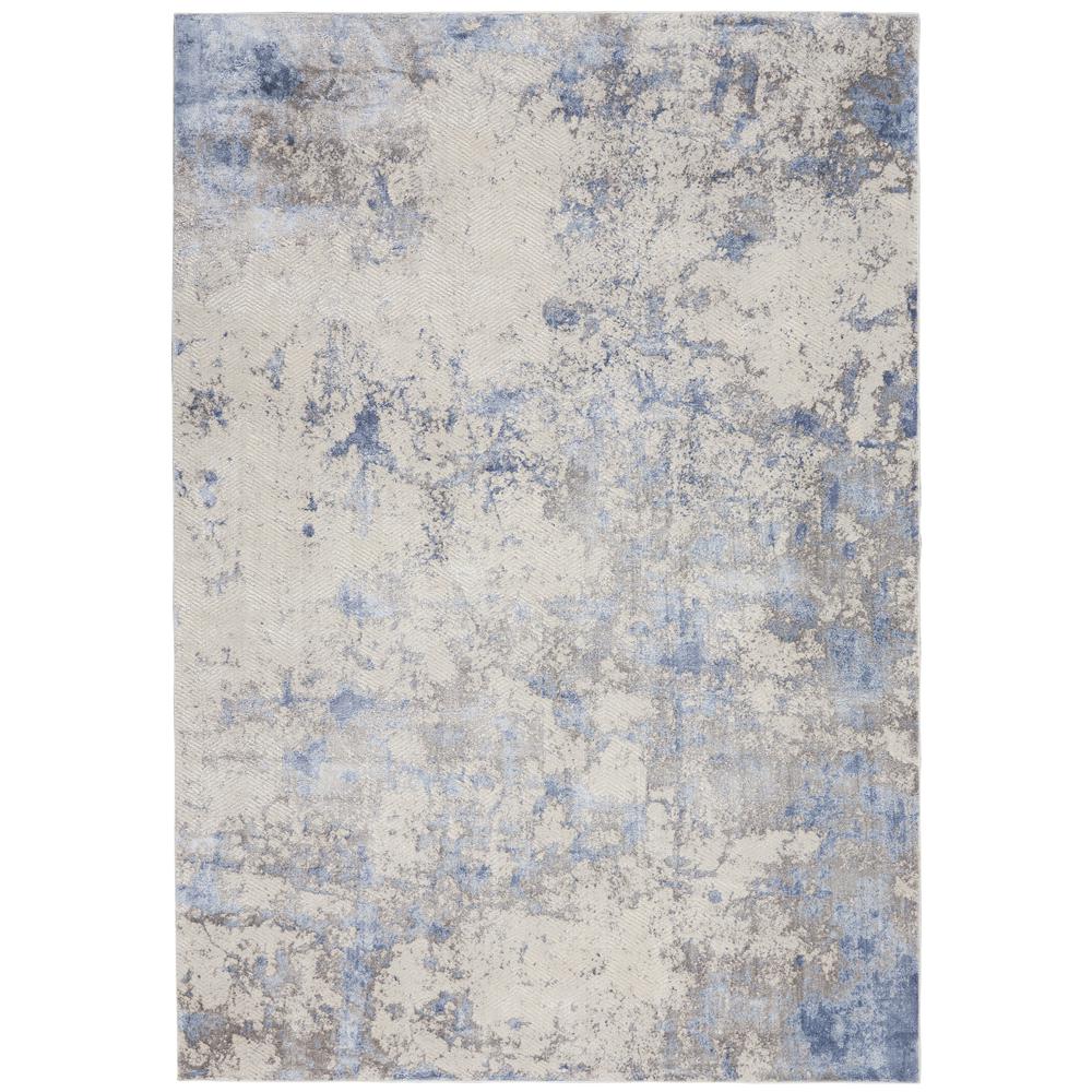 Sleek Textures Area Rug, Blue/Ivory/Grey, 3'11" x 5'11". Picture 1