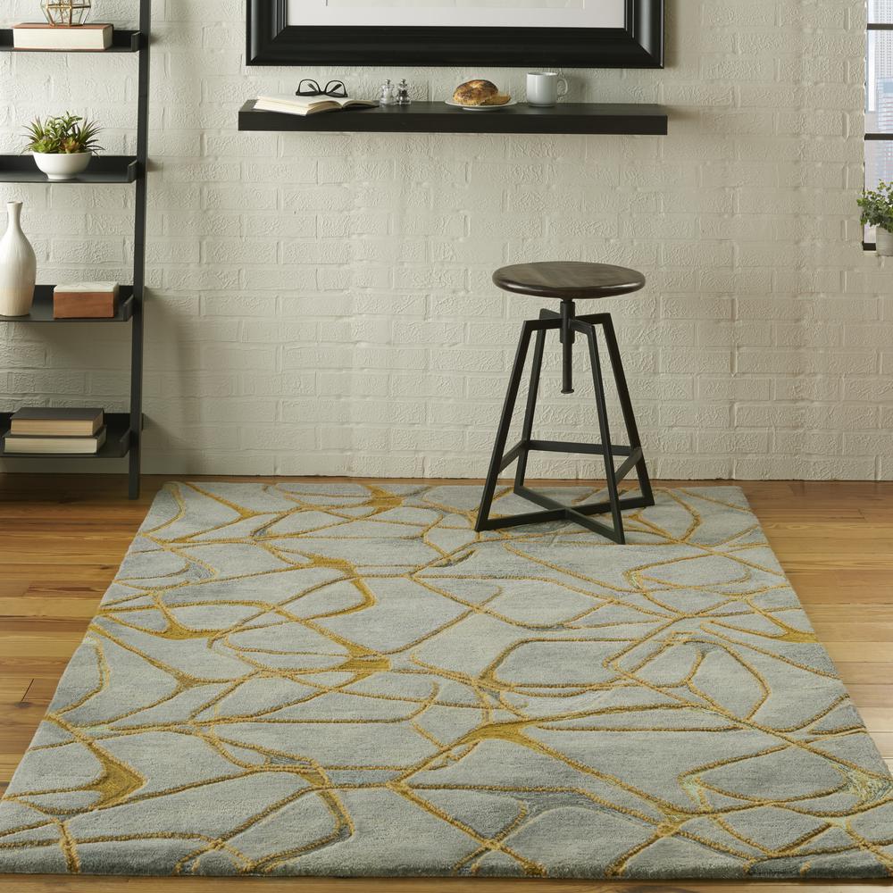 Symmetry Area Rug, Grey/Yellow, 3'9" X 5'9". Picture 4