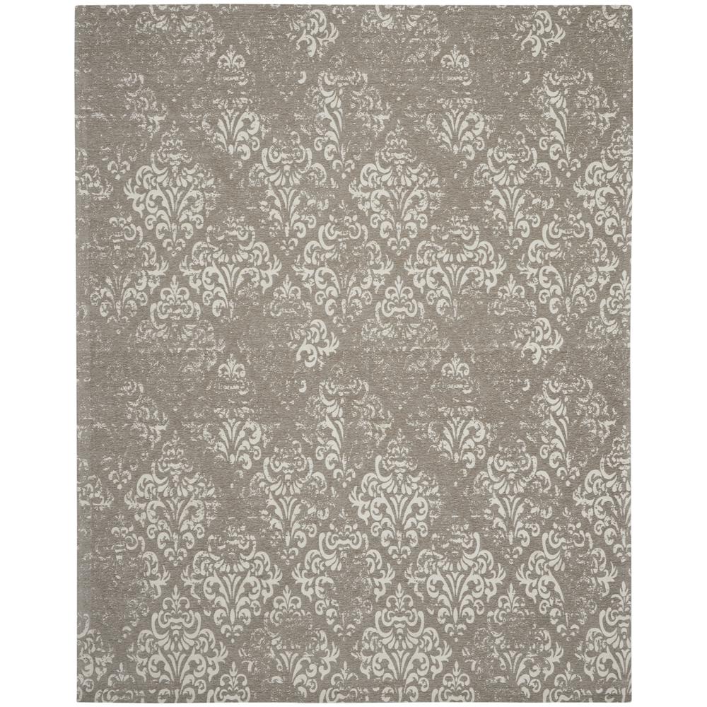 Damask Area Rug, Ivory/Grey, 8' x 10'. The main picture.
