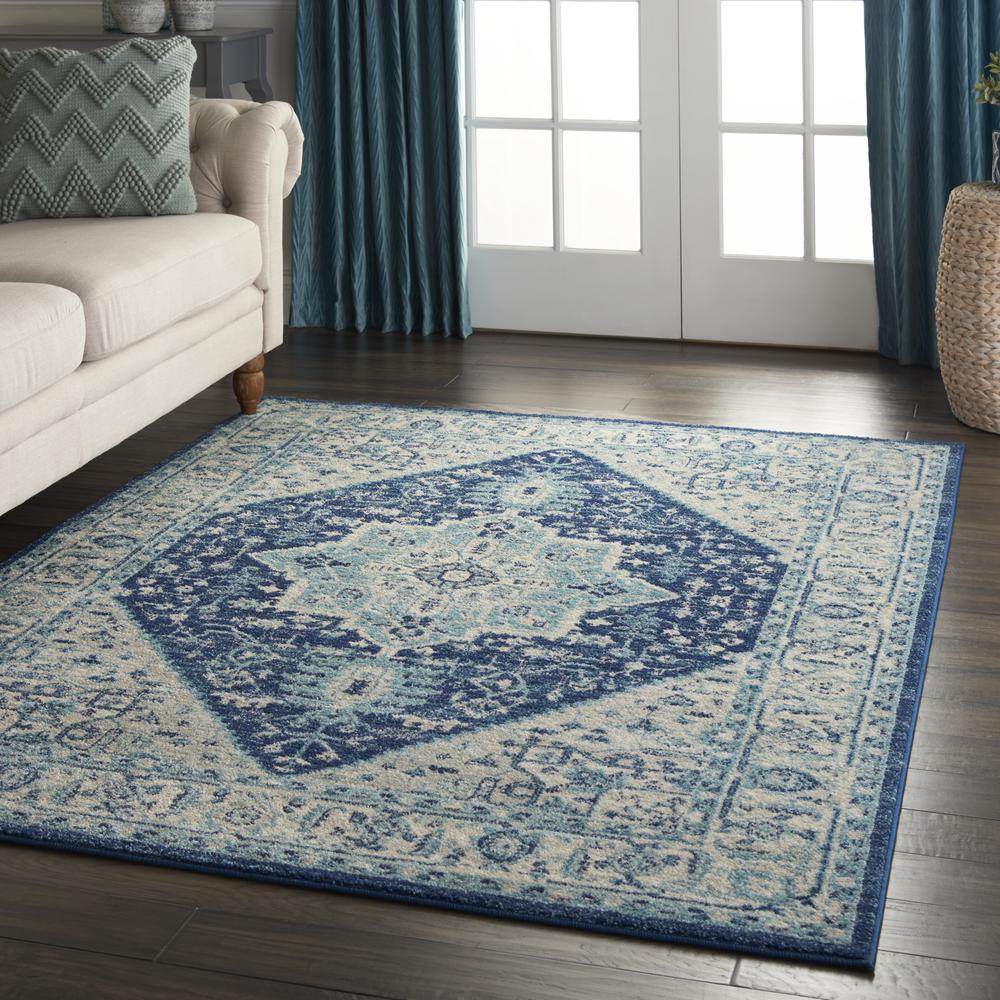 Tranquil Area Rug, Ivory/Navy, 6' X 9'. Picture 6