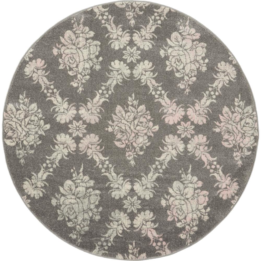Tranquil Area Rug, Grey/Pink, 5'3" X ROUND. Picture 1