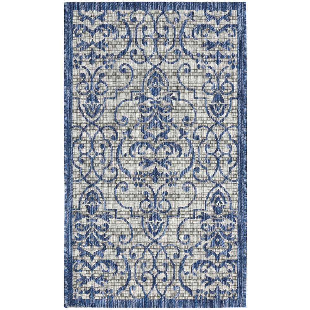 GRD04 Garden Party Ivory Blue Area Rug- 2'2" x 3'9". The main picture.