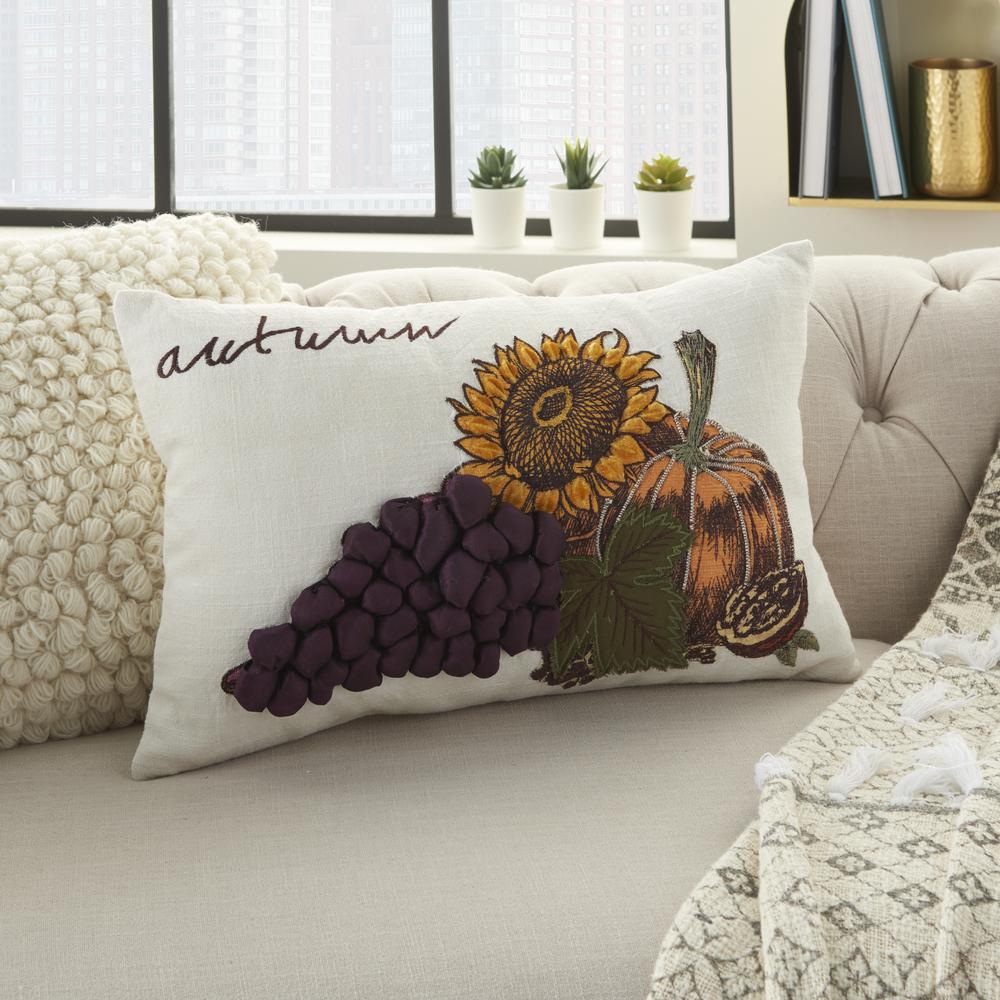 Mina Victory Holiday Pillows Harvest Sunflower 12" x 20" Multicolor Indoor Throw Pillow. Picture 4