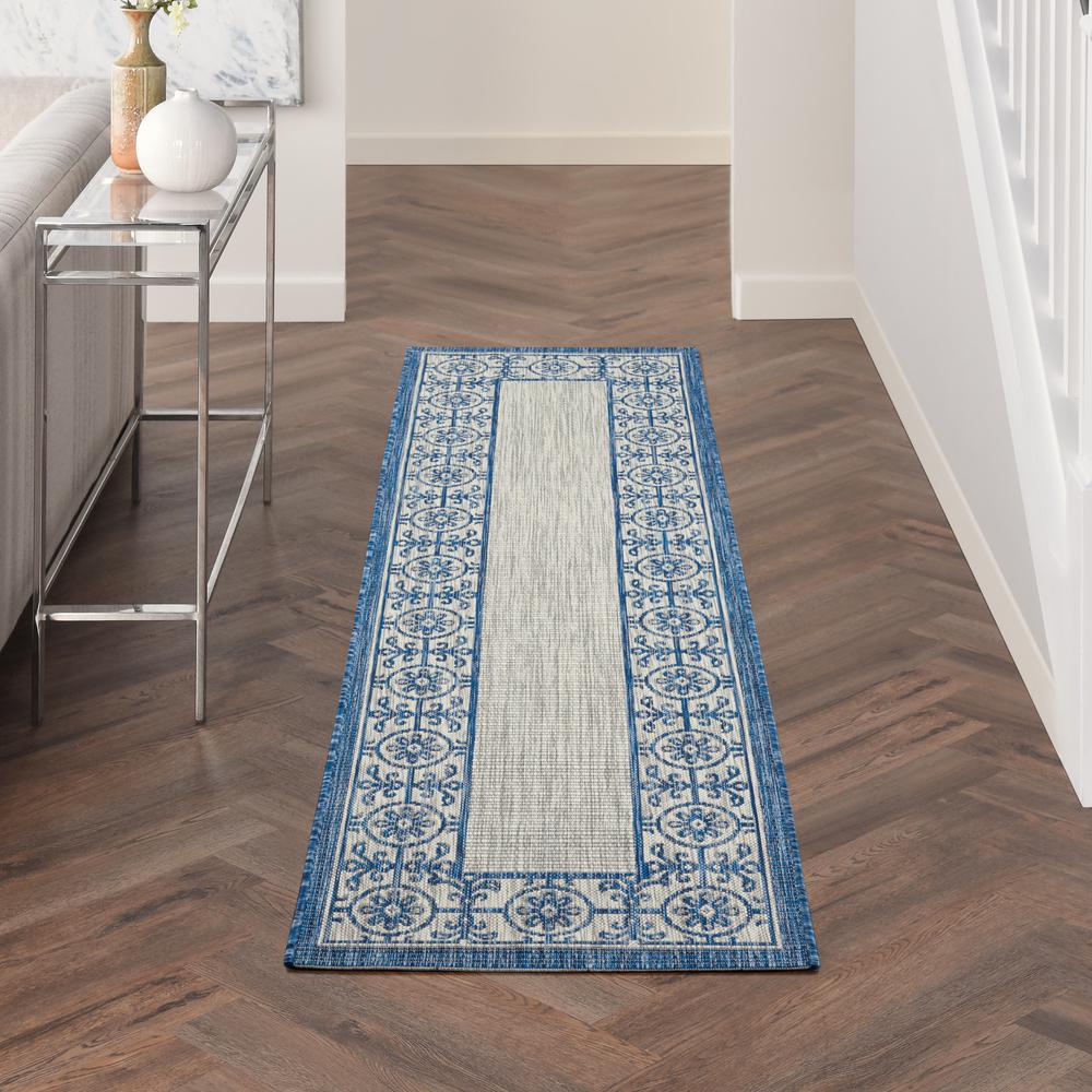 GRD03 Garden Party Ivory Blue Area Rug- 2'2" x 7'6". Picture 2