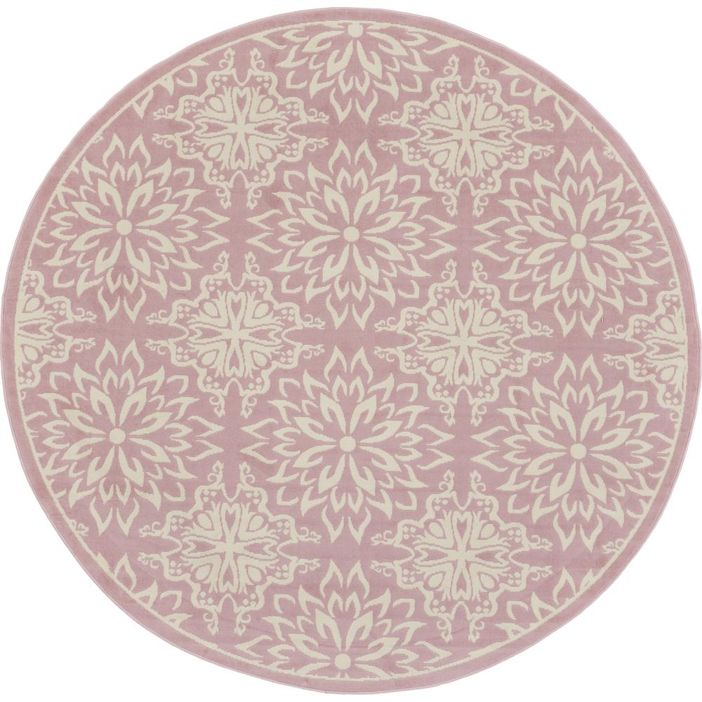 Nourison Jubilant Round Area Rug, 8' x round, Ivory/Pink. The main picture.