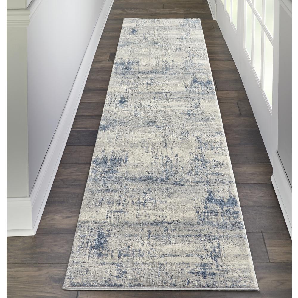 Rustic Textures Area Rug, Ivory/Blue, 2'2" X 7'6". Picture 4