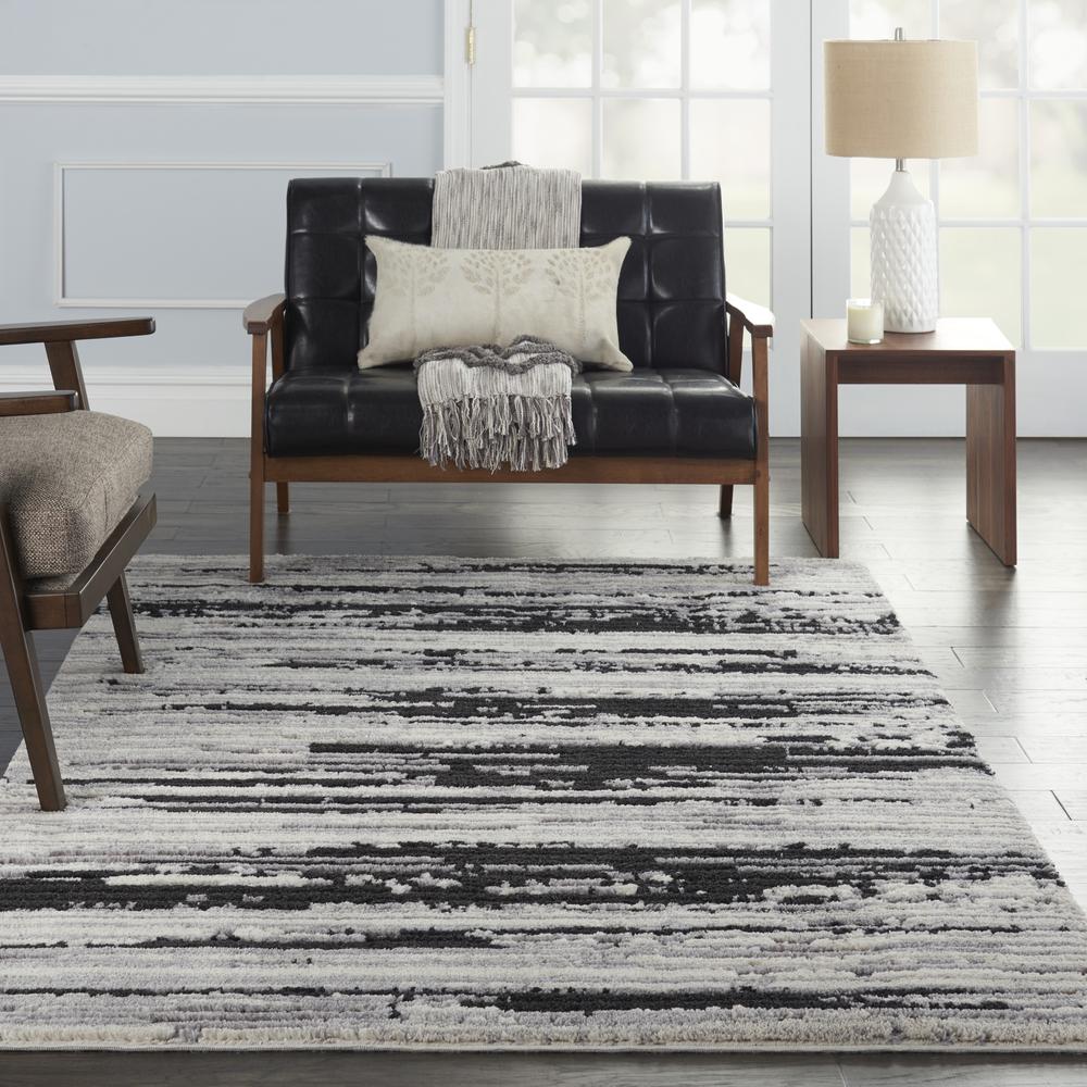 Nourison Textured Contemporary Area Rug, 4' x 6', Ivory/Charcoal. Picture 2