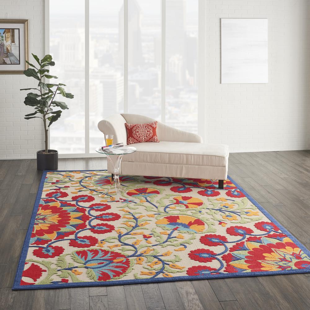 Aloha Area Rug, Red/Multicolor, 7' x 10'. Picture 9