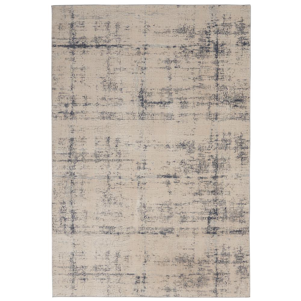 Rustic Textures Area Rug, Ivory/Blue, 5'3"X7'3". Picture 1