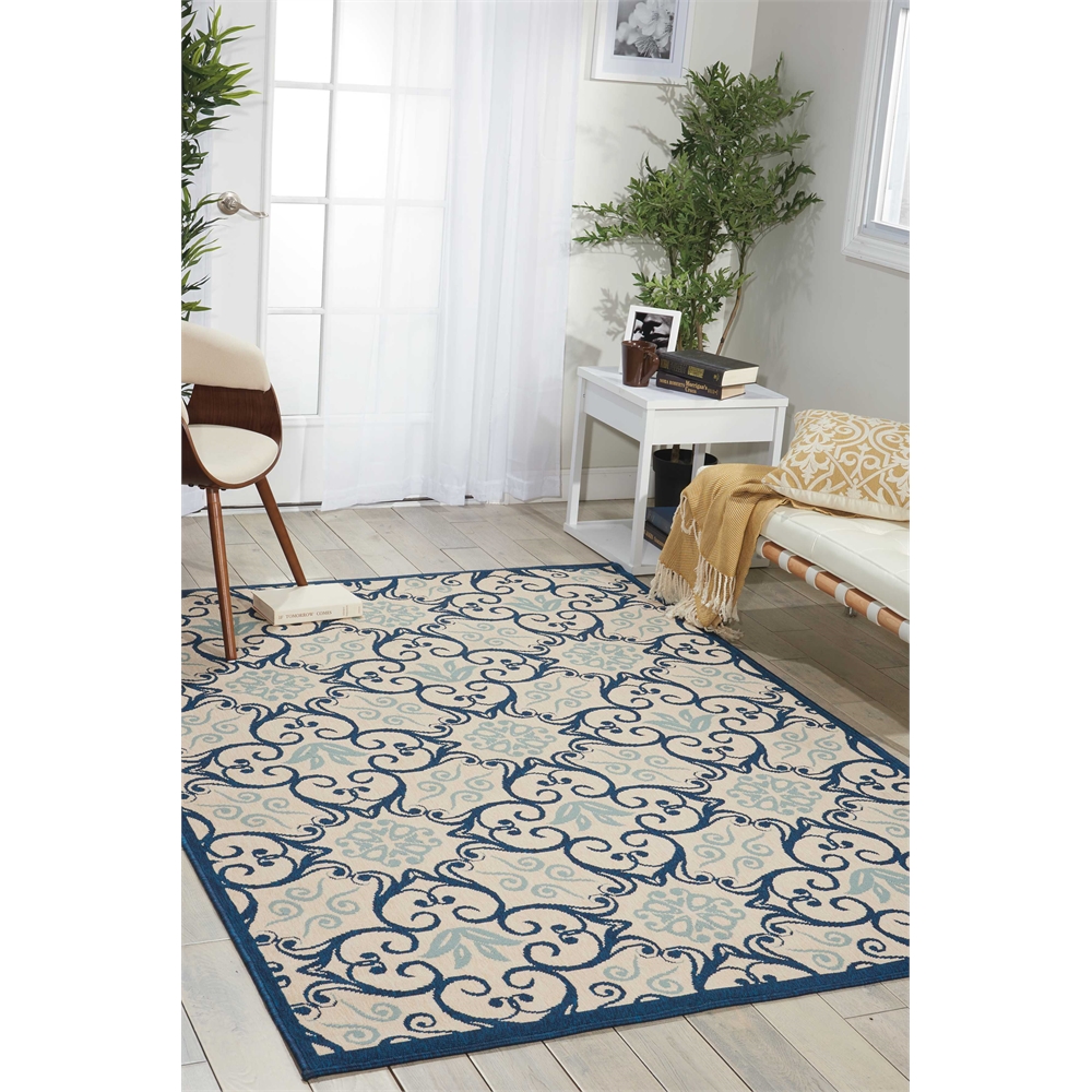Caribbean Area Rug, Ivory/Navy, 5'3" x 7'5". Picture 6