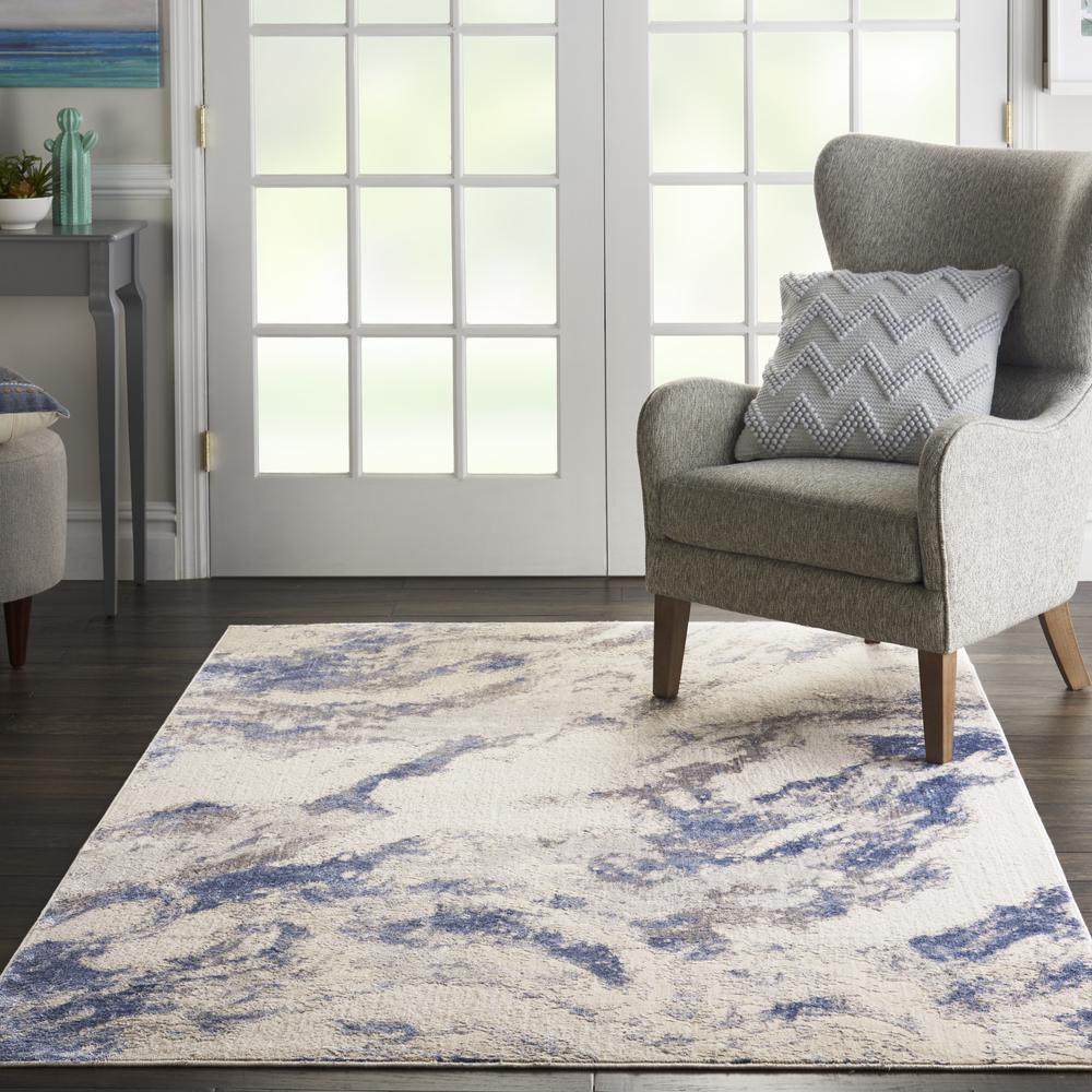 Sleek Textures Area Rug, Blue/Ivory/Grey, 5'3" x 7'3". Picture 4