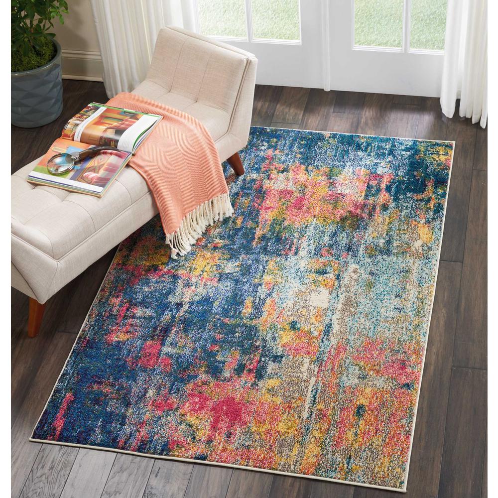 Celestial Area Rug, Blue/Yellow, 3'11" x 5'11". Picture 3