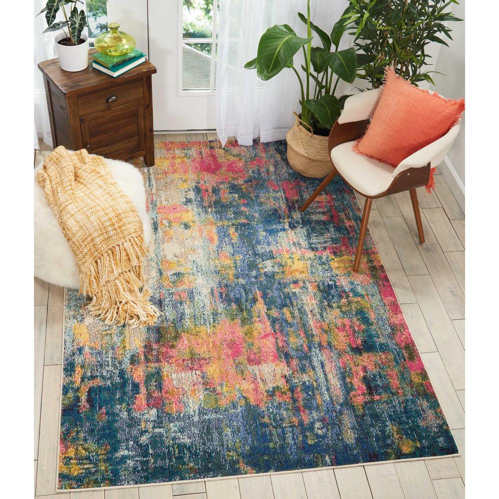 Celestial Area Rug, Blue/Yellow, 5'3" x 7'3". Picture 3