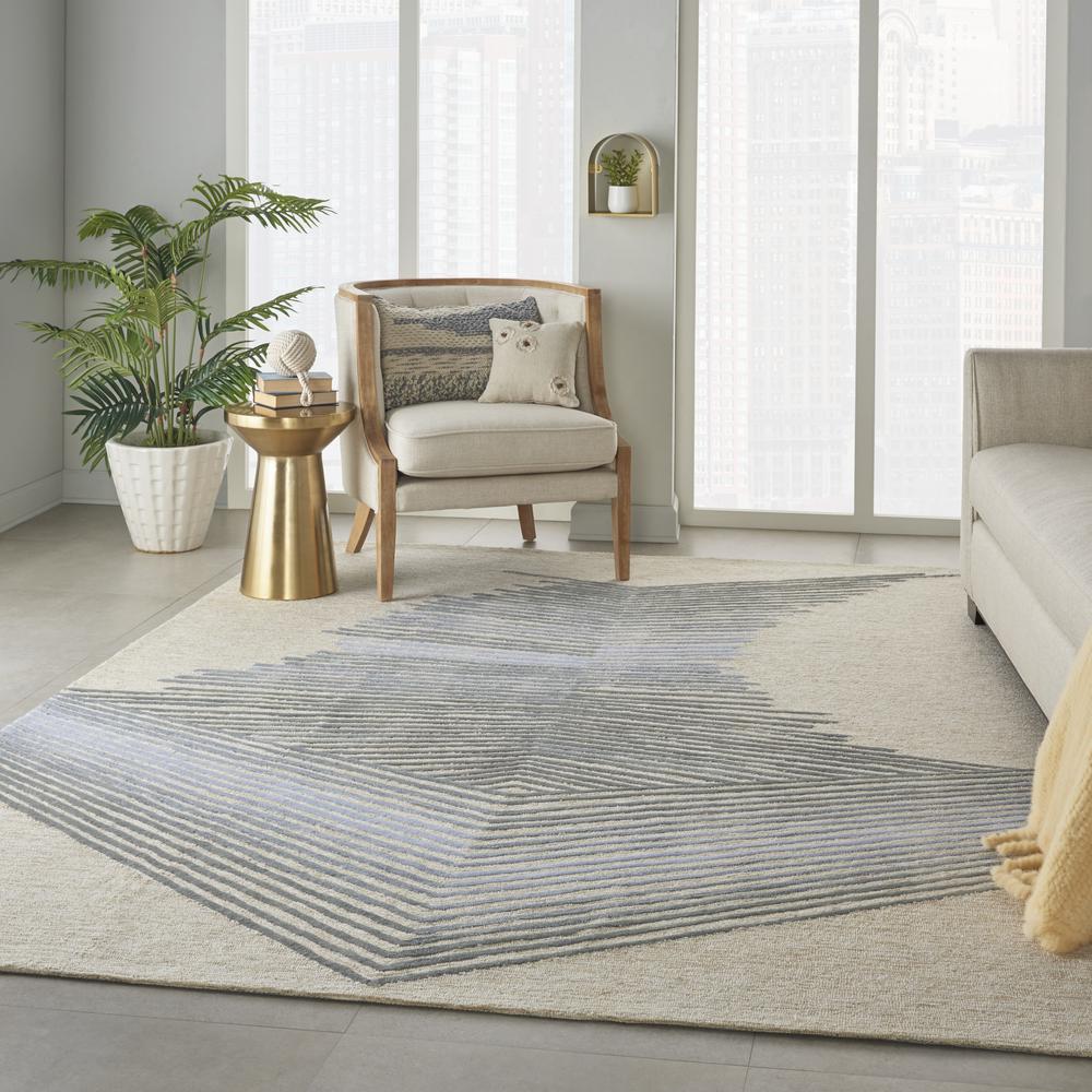 Symmetry Area Rug, Ivory/Grey, 7'9" X 9'9". Picture 9