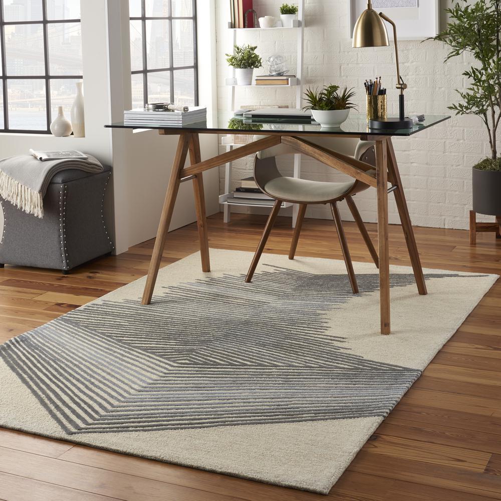 Symmetry Area Rug, Ivory/Grey, 5'3" X 7'9". Picture 6
