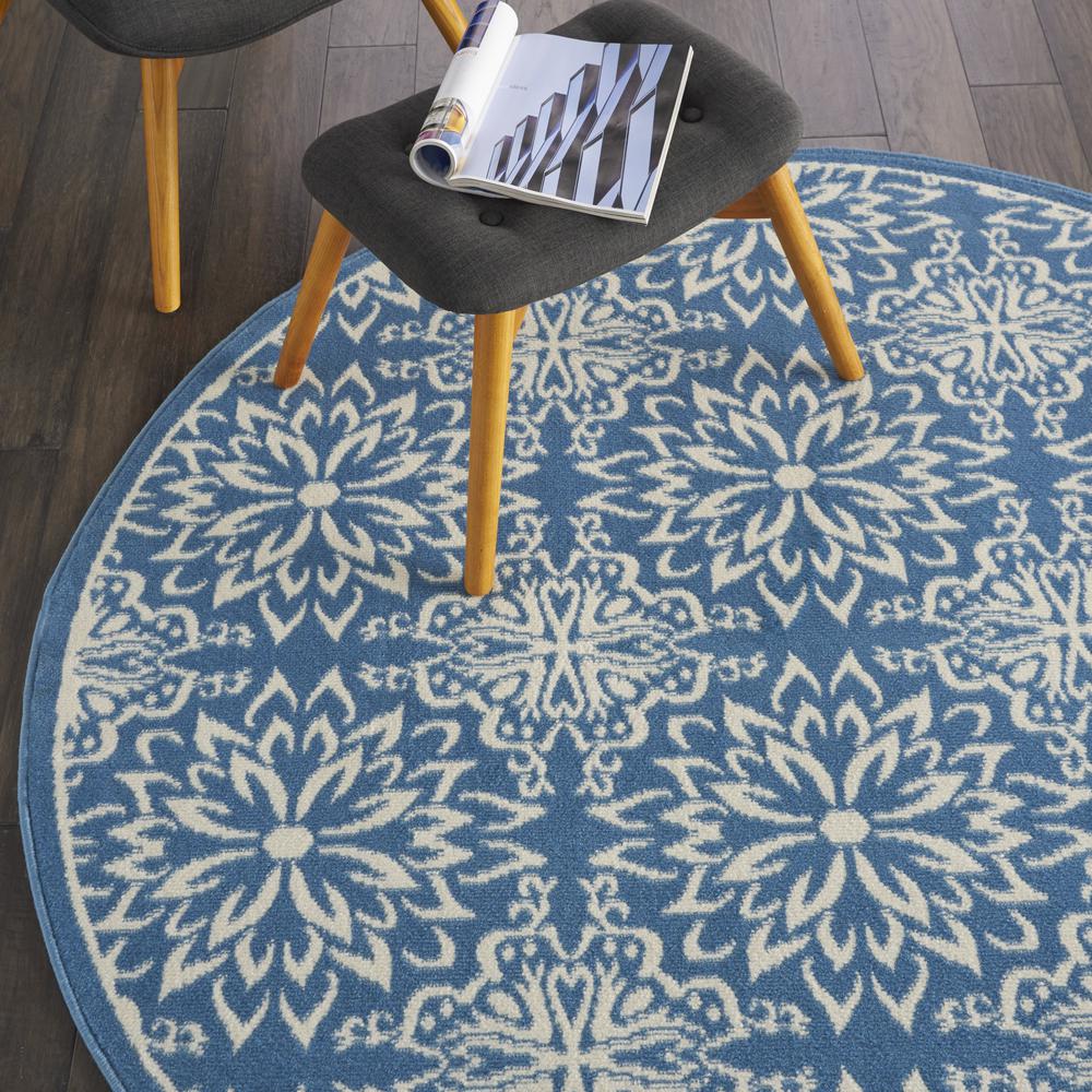 Nourison Jubilant Round Area Rug, 5'3" x round, Ivory/Blue. Picture 8