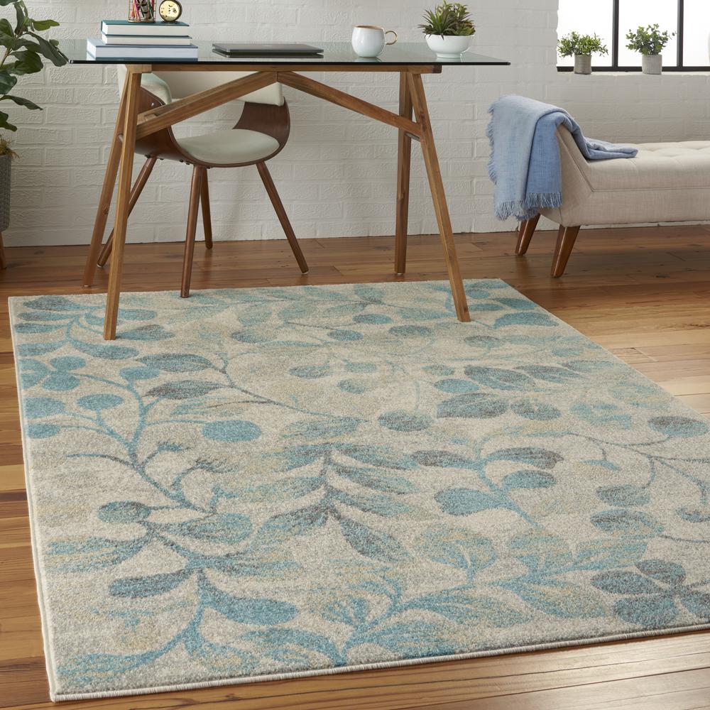 Tranquil Area Rug, Ivory/Turquoise, 5'3" X 7'3". Picture 9