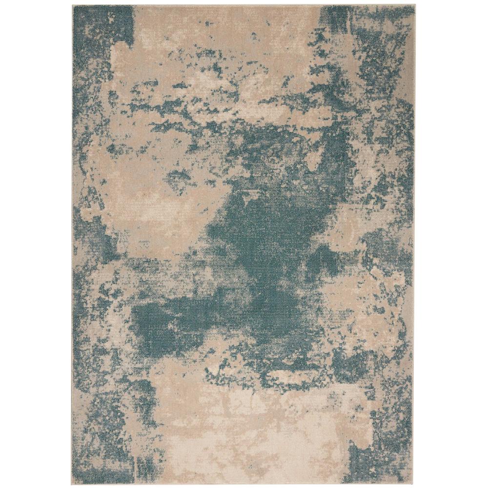 Maxell Area Rug, Ivory/Teal, 5'3" x 7'3". The main picture.