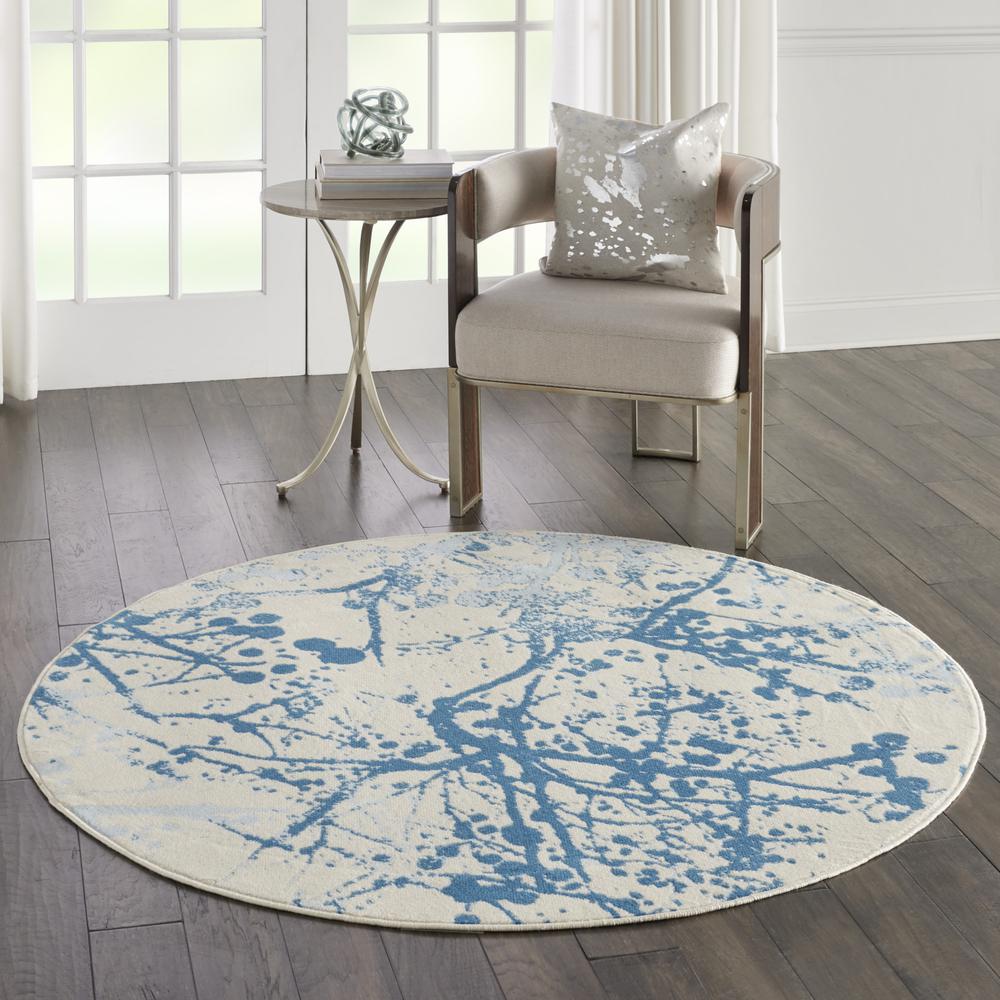 Jubilant Area Rug, Ivory/Blue, 5'3" x ROUND. Picture 9