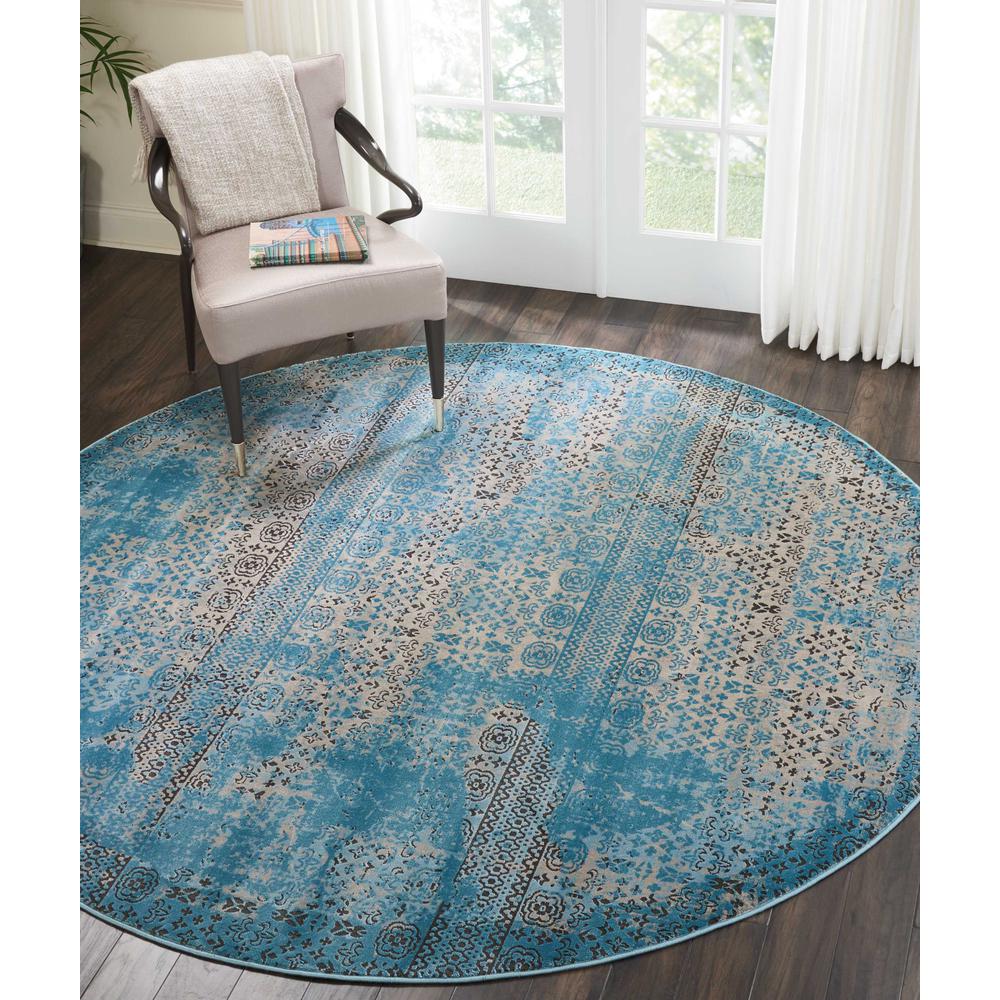 Karma Area Rug, Blue, 7'10" x ROUND. Picture 2