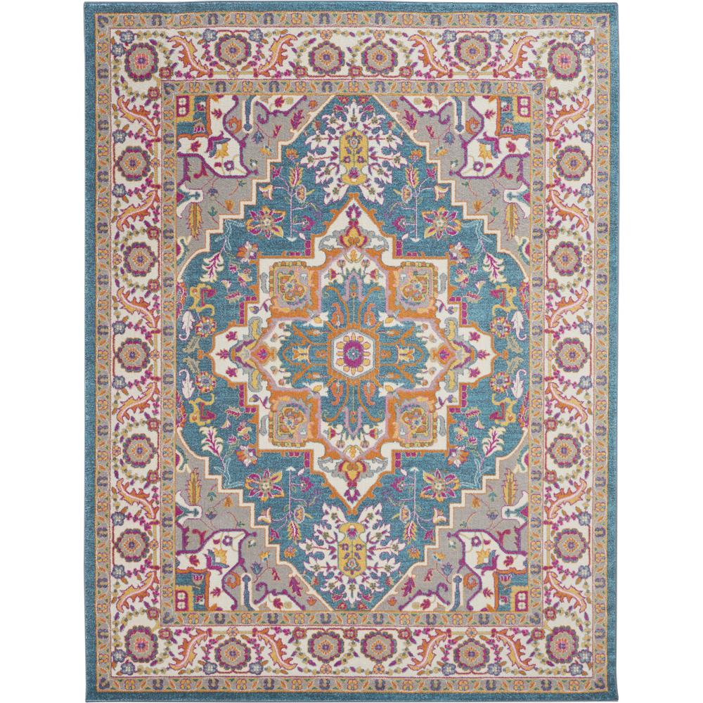Passion Area Rug, Teal/Multicolor, 6'7" X 9'6". Picture 1