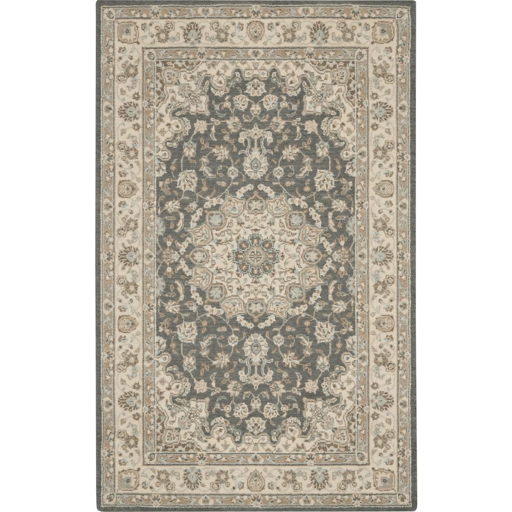 Nourison Living Treasures Area Rug, 3'6" x 5'6", Grey/Ivory. Picture 1