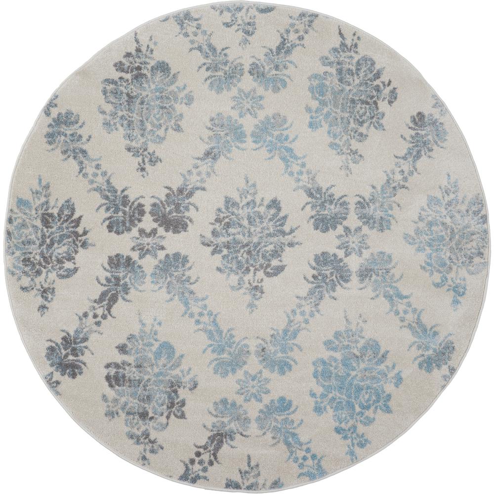 Tranquil Area Rug, Ivory/Turquoise, 5'3" X ROUND. Picture 1