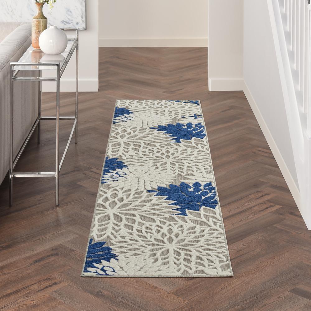ALH05 Aloha Ivory/Navy Area Rug- 2'3" x 8'. Picture 2