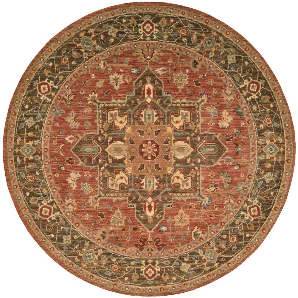 Round Traditional Machine Made Area Rug. Picture 1