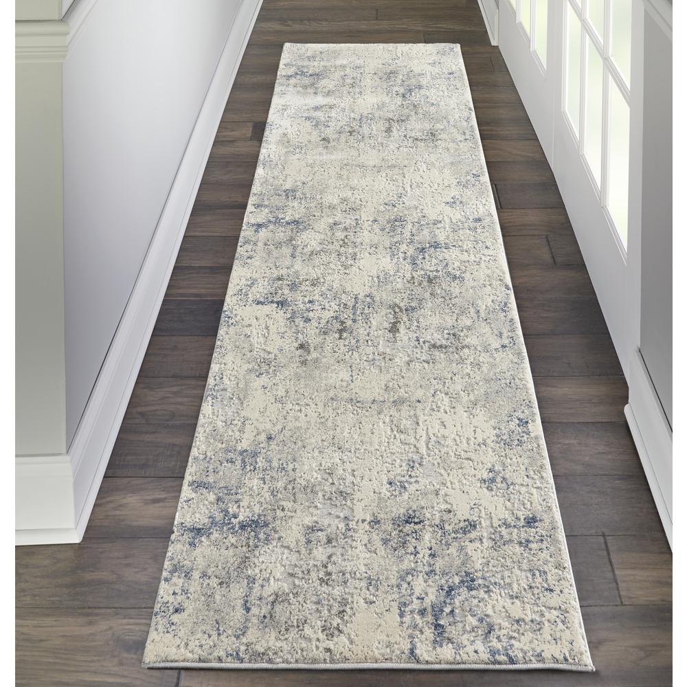 Rustic Textures Area Rug, Ivory/Grey/Blue, 2'2" X 7'6". Picture 4
