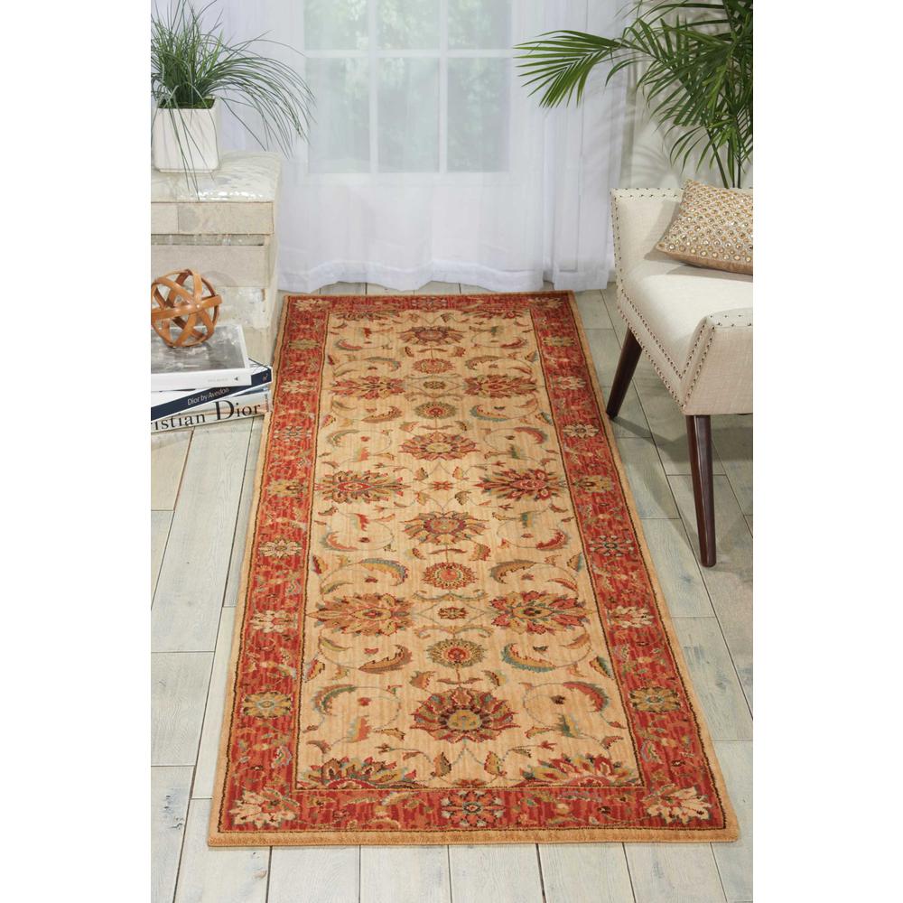 Living Treasures Area Rug, Ivory/Red, 2'6" x 12'. Picture 2