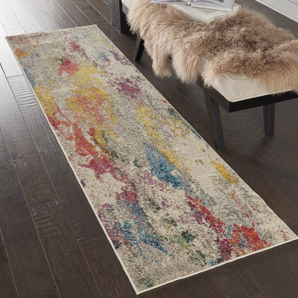 Celestial Area Rug, Ivory/Multicolor, 2'X6'. Picture 4