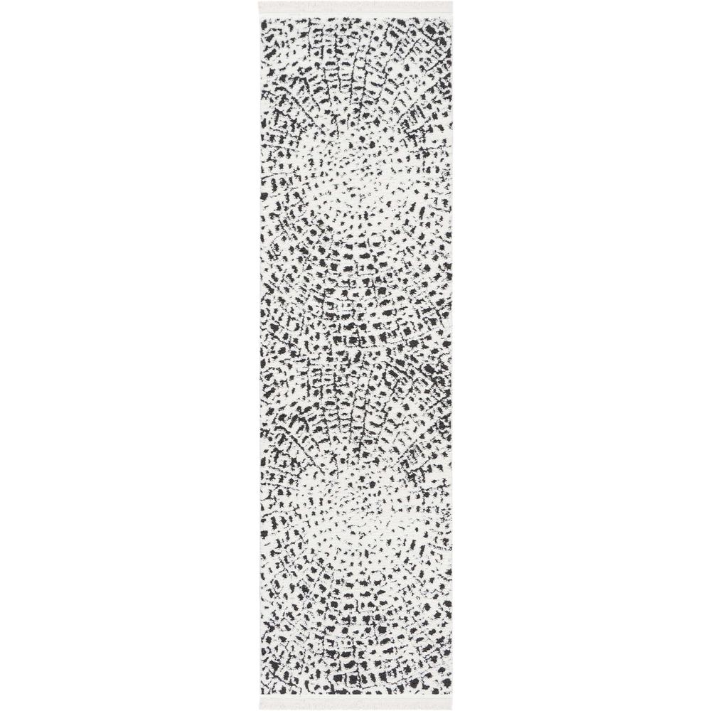 Nourison Kamala Runner Area Rug, 2'2" x 7'6", White/Black. Picture 1