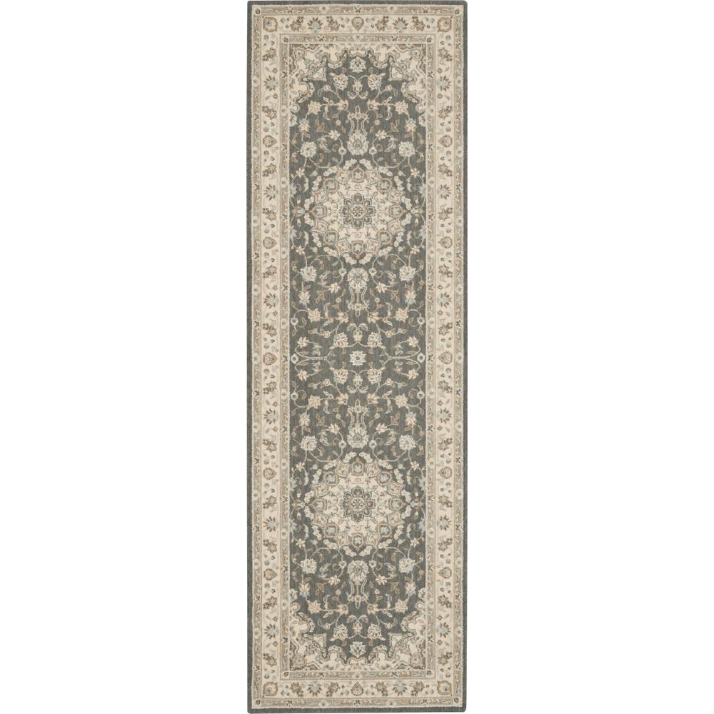 Nourison Living Treasures Runner Area Rug, 2'6" x 8', Grey/Ivory. Picture 1