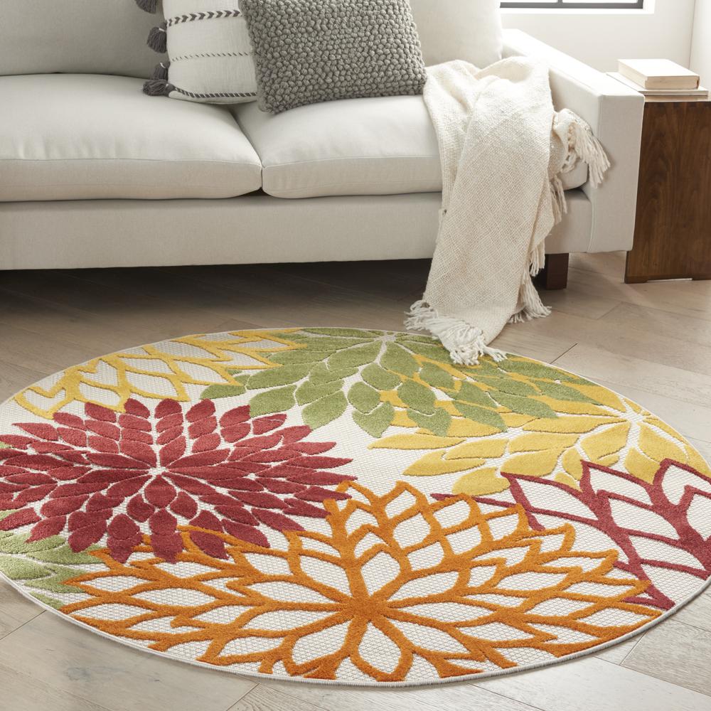 Tropical Round Area Rug, 4' x Round. Picture 2