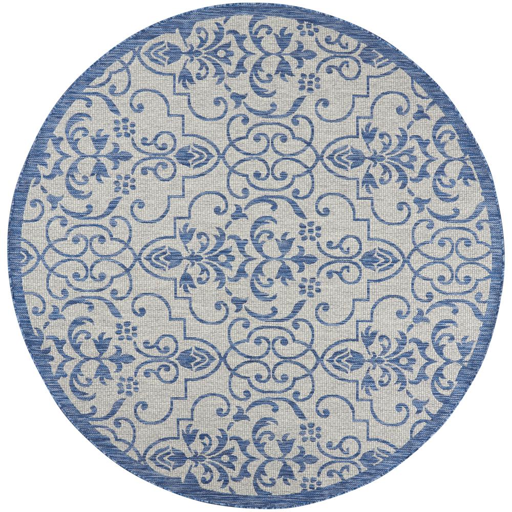 GRD04 Garden Party Ivory Blue Area Rug- 7'10" x round. Picture 1