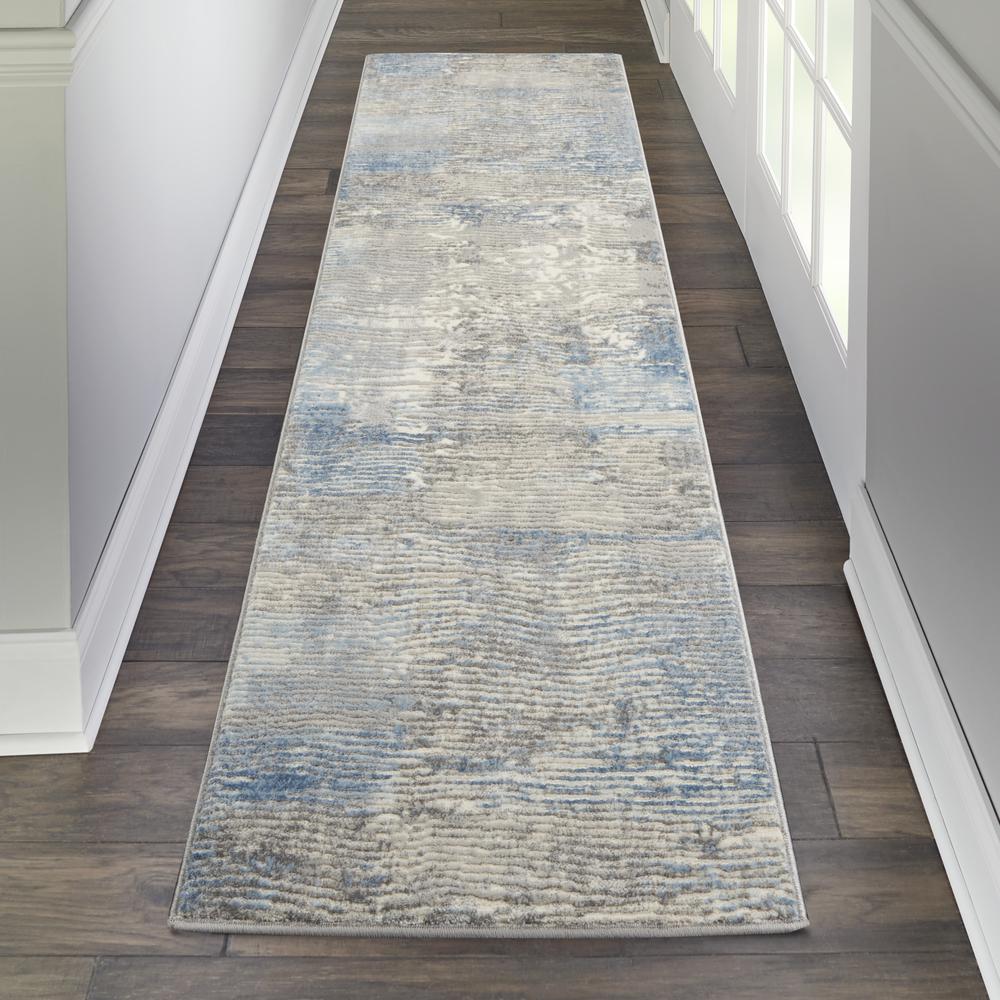 Solace Area Rug, Ivory/Grey/Blue, 2'3" x 7'3". Picture 4